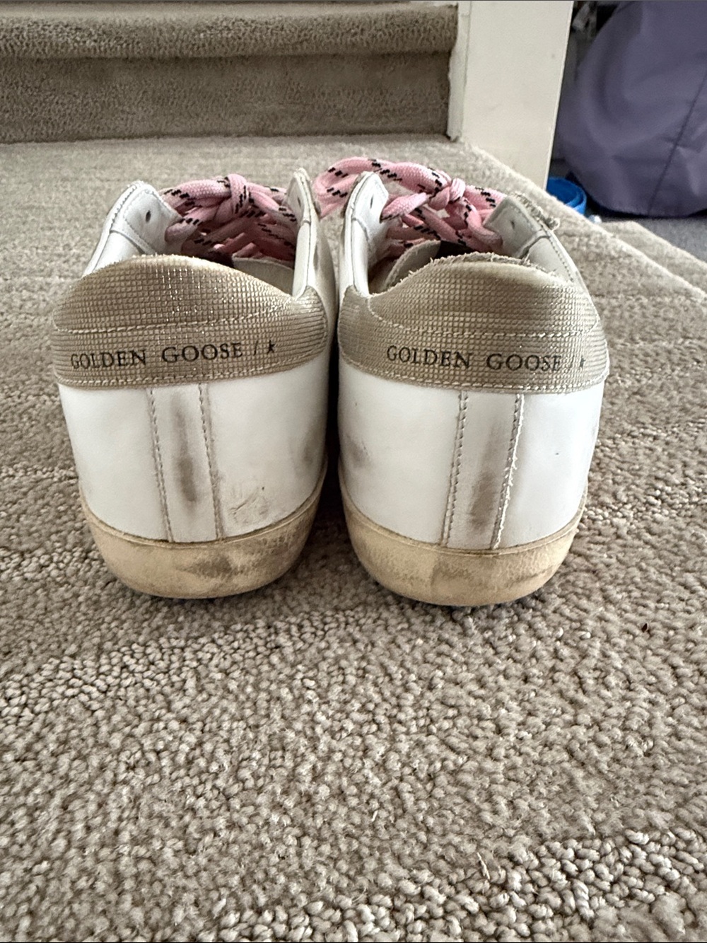 Golden Goose- White Leather Sneakers with Pink Laces - Picture 2 of 10